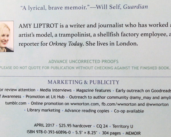 RARE! Advanced, Uncorrected Proof of The Outrun: A Memoir by Amy Liptrot, 2016 | Paperback Advanced Copy | Best Non-Fiction Book, 2016