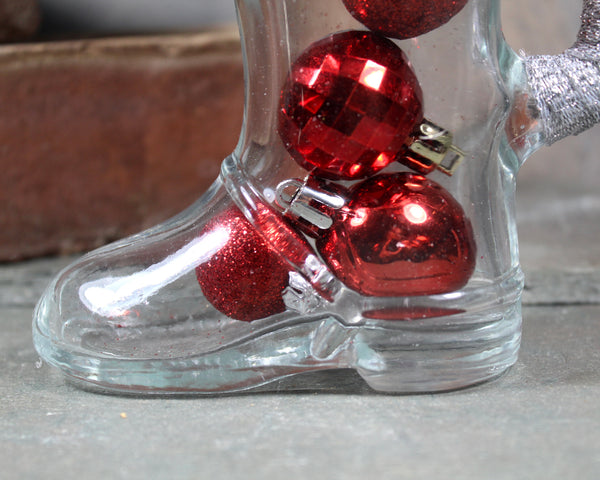 Vintage Glass Santa Boot Decoration | Upcycled Christmas Boot Decoration | Bixley Shop
