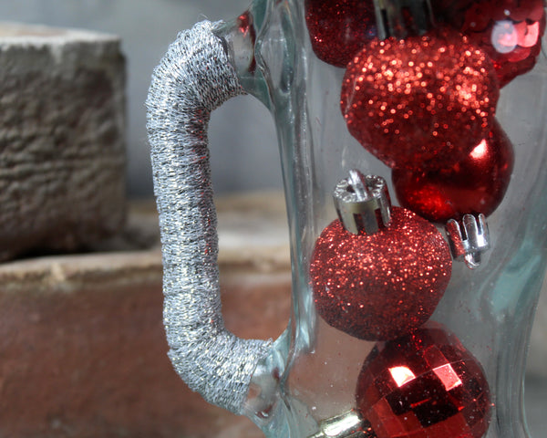 Vintage Glass Santa Boot Decoration | Upcycled Christmas Boot Decoration | Bixley Shop