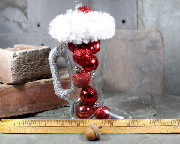 Vintage Glass Santa Boot Decoration | Upcycled Christmas Boot Decoration | Bixley Shop