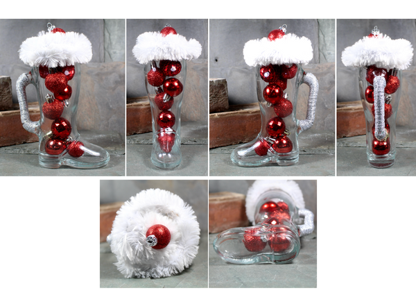 Vintage Glass Santa Boot Decoration | Upcycled Christmas Boot Decoration | Bixley Shop