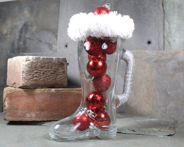 Vintage Glass Santa Boot Decoration | Upcycled Christmas Boot Decoration | Bixley Shop