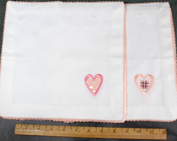 Set of 6 Vintage White Cotton Handkerchiefs/Napkins with Embroidered Hearts | Vintage Wedding | Vintage Valentine's Day | Bixley Shop