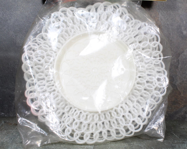 Set of 8 Lustro-Ware Ruffled Lace Coasters in Original Packaging | Plastic Mid-Century Coasters | Bixley Shop