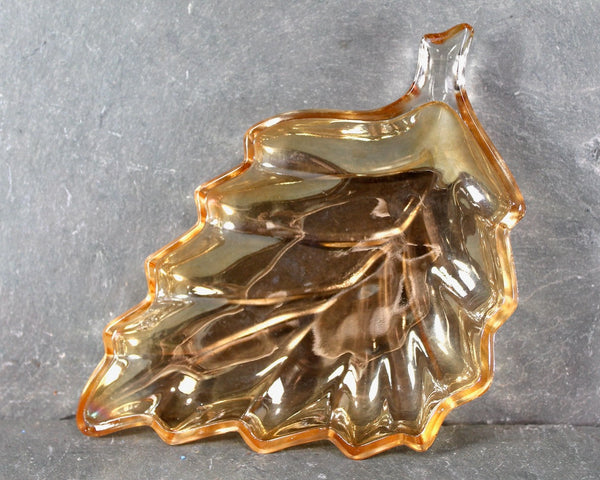 Set of 3 Amber Glass Leaf Dishes | Vintage Autumn Glass Serving Dishes | Halloween Table | Thanksgiving Table | Bixley Shop