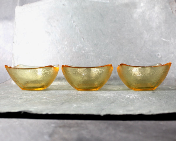 Set of 3 Amber Glass Snack Bowls | Vintage Autumn Glass Bowls | Halloween Table | Thanksgiving Table | Bixley Shop