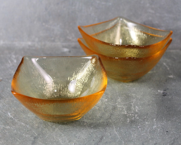 Set of 3 Amber Glass Snack Bowls | Vintage Autumn Glass Bowls | Halloween Table | Thanksgiving Table | Bixley Shop