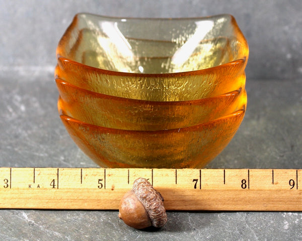 Set of 3 Amber Glass Snack Bowls | Vintage Autumn Glass Bowls | Halloween Table | Thanksgiving Table | Bixley Shop