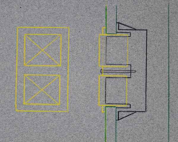 Original Architectural Drawing "Light Switch" by Al Michaud | Original Art | 20" x 12" Mounted Art | Bixley Shop