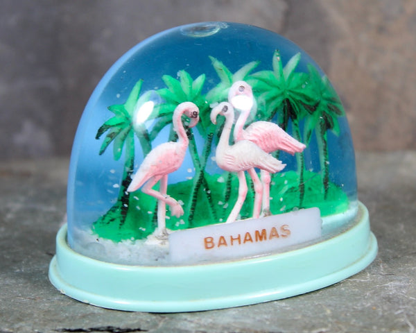 Vintage Bahamas Flamingo Souvenir Snow Globe | 1970s Bahamas Snow Globe | Flamingo Snow Globe | Bixley Shop