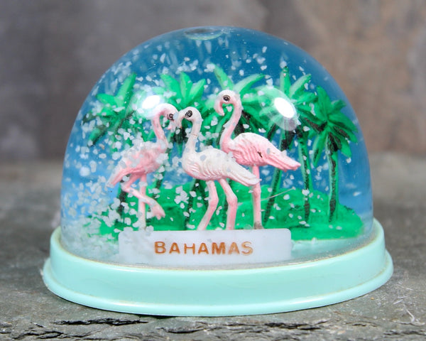 Vintage Bahamas Flamingo Souvenir Snow Globe | 1970s Bahamas Snow Globe | Flamingo Snow Globe | Bixley Shop