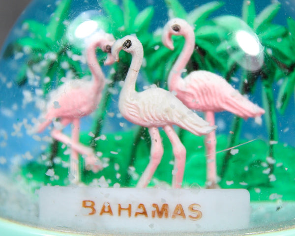 Vintage Bahamas Flamingo Souvenir Snow Globe | 1970s Bahamas Snow Globe | Flamingo Snow Globe | Bixley Shop