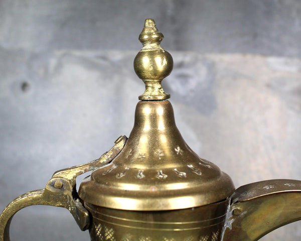 Vintage Etched Brass Dallah | Turkish Coffee Pot | Arabic Dallah | Bixley Shop