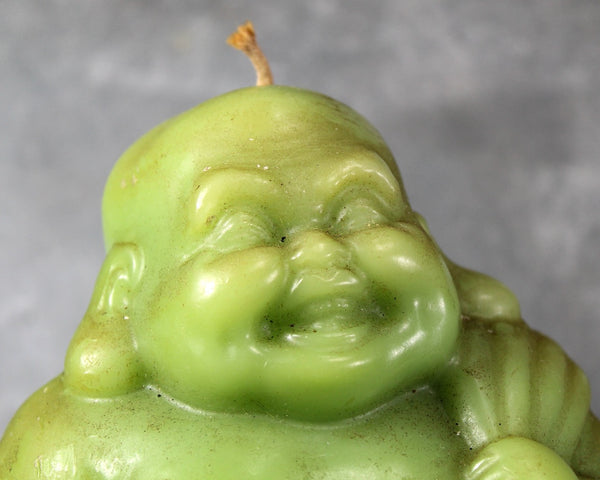 Vintage Large Buddha Candle | Laughing Buddha | Avocado Green Candle | Kitsch Buddha | Bixley Shop