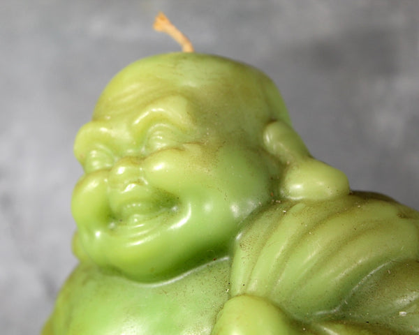 Vintage Large Buddha Candle | Laughing Buddha | Avocado Green Candle | Kitsch Buddha | Bixley Shop