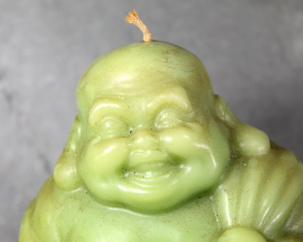 Vintage Large Buddha Candle | Laughing Buddha | Avocado Green Candle | Kitsch Buddha | Bixley Shop