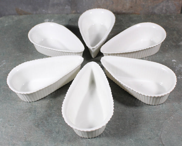 Set of 6 Pouring Ramekins | C.P. & Co French Porcelain Ramekins | Tear Drop Shaped Ramekins | Bixley Shop