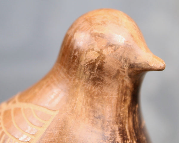 Vintage Clay Bird Figurine | Carved Clay with Wood Look | Signed Clay Fat Bird Sculpture | Bixley Shop