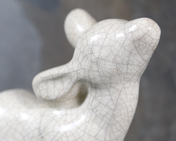 Vintage Ceramic Deer Figurine with Intense Crazing | Fawn Figurine | Signed La Muada | Cottagecore Figurine | Bixley Shop
