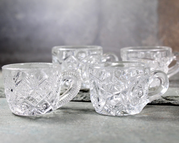 RARE! Mix & Match Child's Tea Party Glass Cups | Collection of 7 Pressed Glass Toy Punch Cups| Bixley Shop