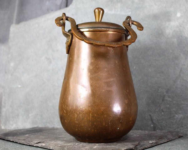 Vintage Middle Eastern Copper Container with Lid & Handle | Traditional CopperOil/Butter/Ghee Pot | Bixley Shop