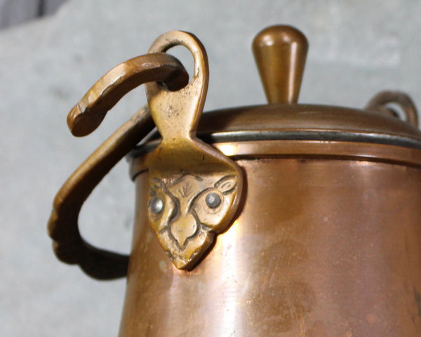 Vintage Middle Eastern Copper Container with Lid & Handle | Traditional CopperOil/Butter/Ghee Pot | Bixley Shop