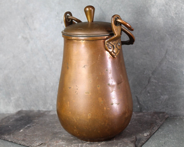 Vintage Middle Eastern Copper Container with Lid & Handle | Traditional CopperOil/Butter/Ghee Pot | Bixley Shop