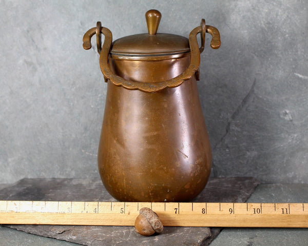 Vintage Middle Eastern Copper Container with Lid & Handle | Traditional CopperOil/Butter/Ghee Pot | Bixley Shop