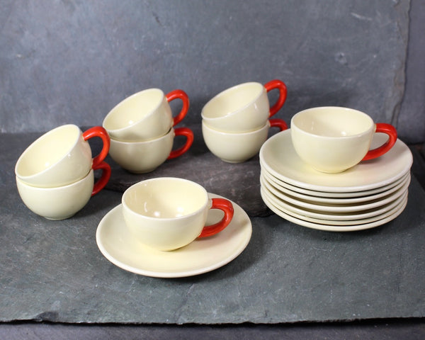 Vintage 19 Piece Czechoslovakian Espresso Set | Creamware Tea Set with 8 Cups and Saucers | 2 ounce Demitasse Cups | Bixley Shop