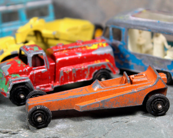 Set of 6 Vintage Die Cast Vehicles and 1 Lindberg Plastic Van| Tootsie Toys | Lesney | Michigan Scraper | Bixley Shop
