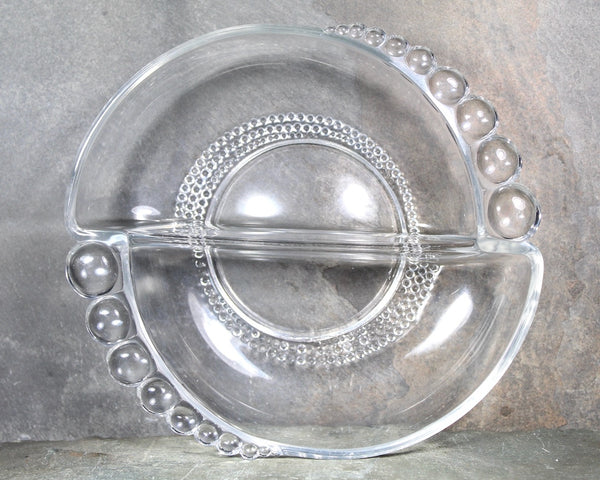 Divided Serving Dish with Bubble Rim | Vintage Bubble Glass | Two Sided Dish | Holiday Table | Boopie Glass | Bixley Shop