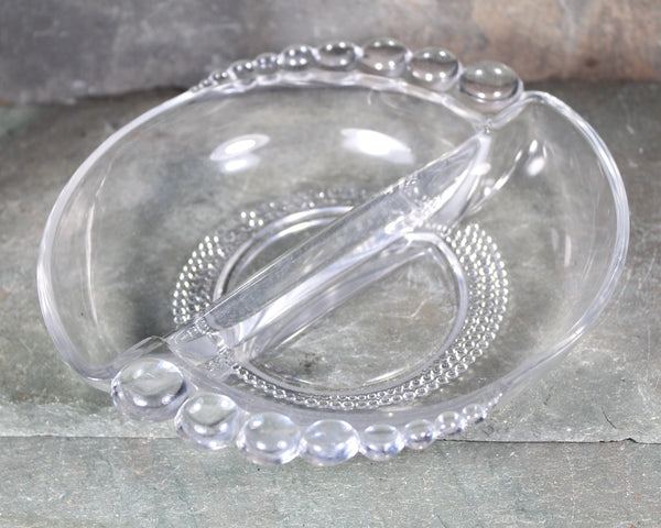 Divided Serving Dish with Bubble Rim | Vintage Bubble Glass | Two Sided Dish | Holiday Table | Boopie Glass | Bixley Shop