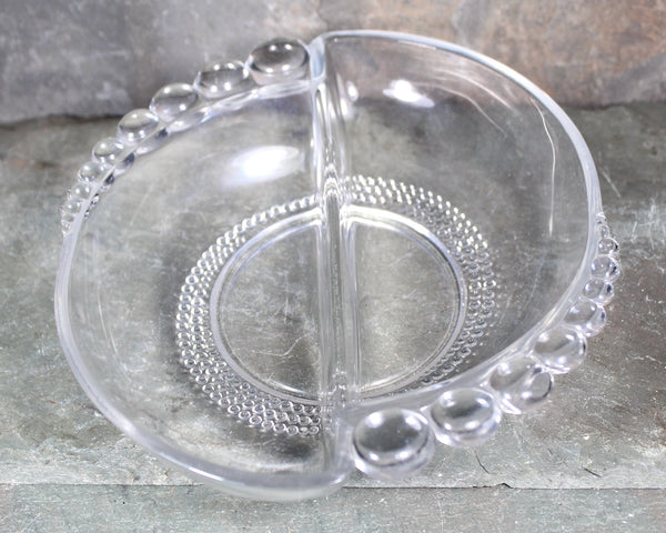 Divided Serving Dish with Bubble Rim | Vintage Bubble Glass | Two Sided Dish | Holiday Table | Boopie Glass | Bixley Shop