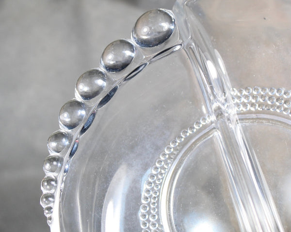 Divided Serving Dish with Bubble Rim | Vintage Bubble Glass | Two Sided Dish | Holiday Table | Boopie Glass | Bixley Shop