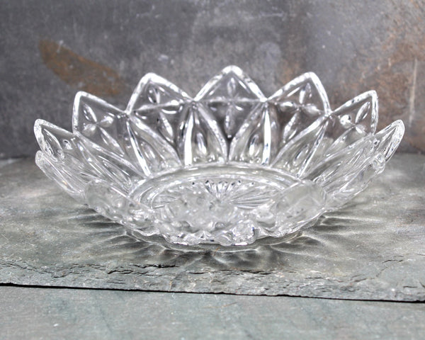 Federal Glass Berry Bowl Lotus Flower Design | Vintage Pressed Glass Trinket Dish | Bixley Shop