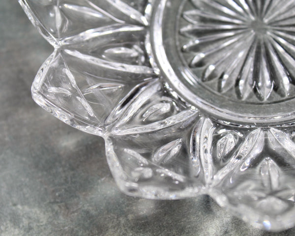 Federal Glass Berry Bowl Lotus Flower Design | Vintage Pressed Glass Trinket Dish | Bixley Shop