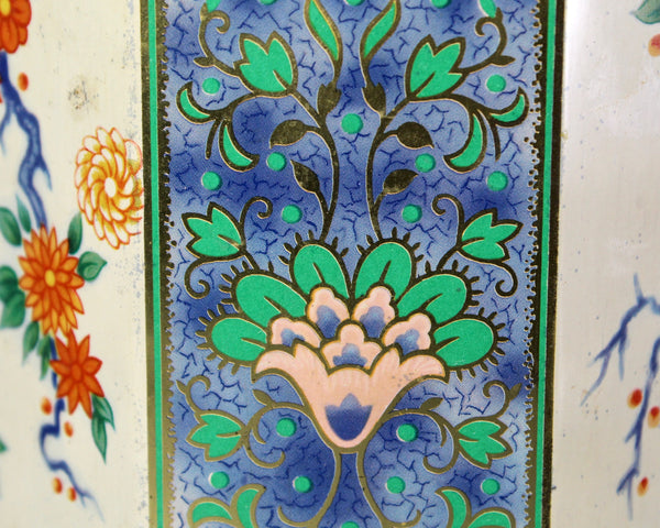 Unique Six Sided Candy Tin - Vintage Collector Tin - Vintage Floral Tin - circa 1950s - Vintage Tin