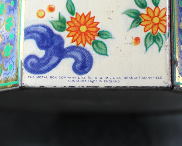 Unique Six Sided Candy Tin - Vintage Collector Tin - Vintage Floral Tin - circa 1950s - Vintage Tin