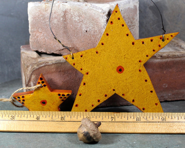 Beautiful, Vintage Hand-Painted Christmas Stars | Set of 2 | Vintage Gold Christmas Stars | Country Christmas