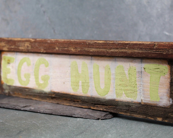 RARE! Vintage Egg Hunt Hand-Painted Sign | Rustic, Wooden Easter Egg Hunt Sign | Bixley Shop