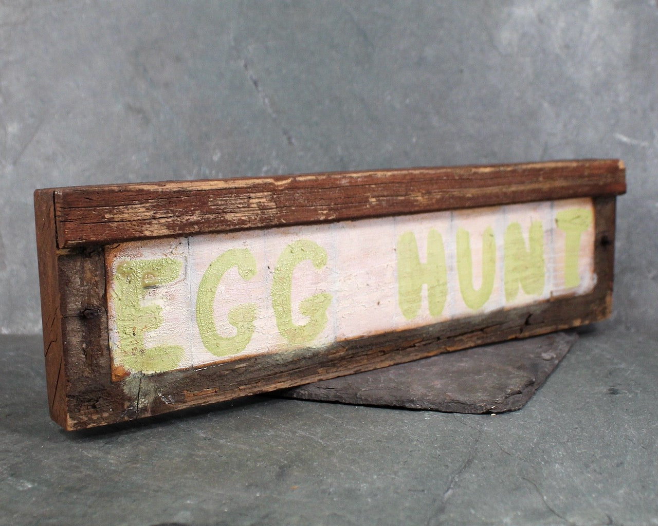 RARE! Vintage Egg Hunt Hand-Painted Sign | Rustic, Wooden Easter Egg Hunt Sign | Bixley Shop