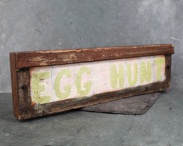 RARE! Vintage Egg Hunt Hand-Painted Sign | Rustic, Wooden Easter Egg Hunt Sign | Bixley Shop