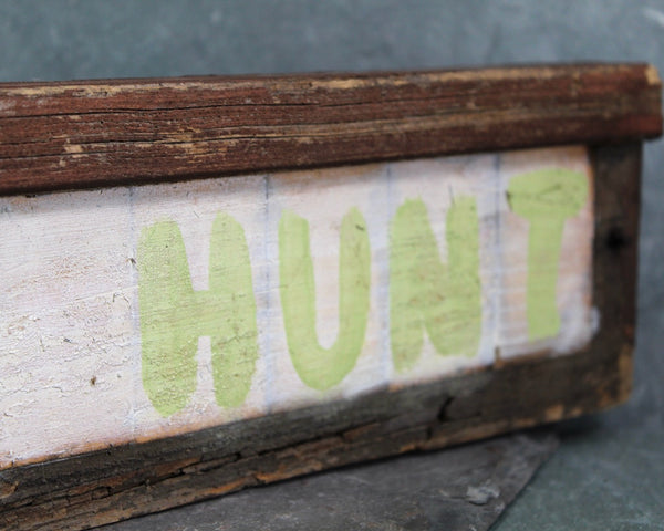 RARE! Vintage Egg Hunt Hand-Painted Sign | Rustic, Wooden Easter Egg Hunt Sign | Bixley Shop
