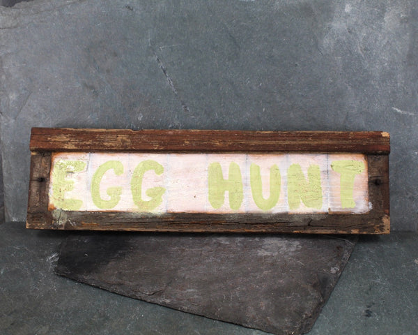 RARE! Vintage Egg Hunt Hand-Painted Sign | Rustic, Wooden Easter Egg Hunt Sign | Bixley Shop
