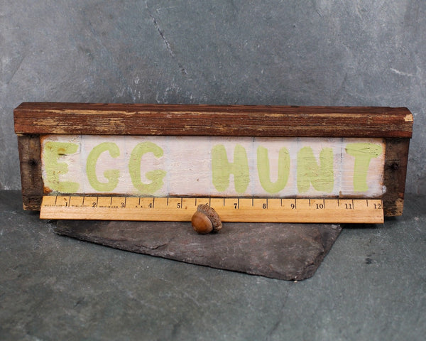 RARE! Vintage Egg Hunt Hand-Painted Sign | Rustic, Wooden Easter Egg Hunt Sign | Bixley Shop