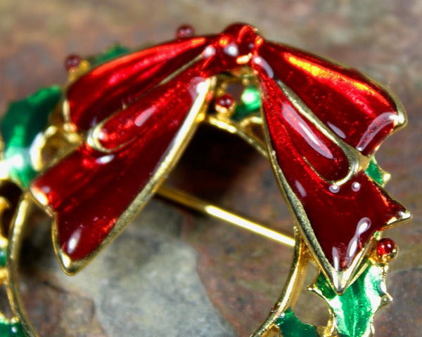 Christmas Wreath Brooch - Holiday Jewelry - Christmas Accessories