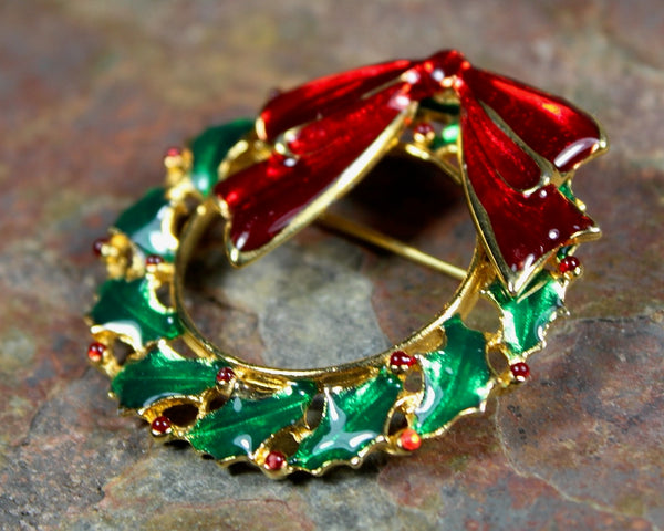 Christmas Wreath Brooch - Holiday Jewelry - Christmas Accessories