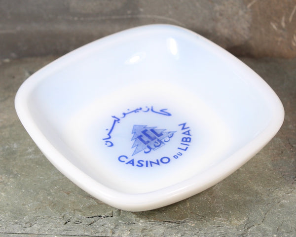 Vintage Casino Du Liban Ashtray | White Glass Souvenir from Lebanon | Trinket Dish | Lebanese Souvenir | Bixley Shop