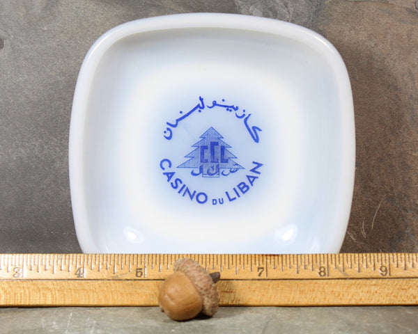 Vintage Casino Du Liban Ashtray | White Glass Souvenir from Lebanon | Trinket Dish | Lebanese Souvenir | Bixley Shop