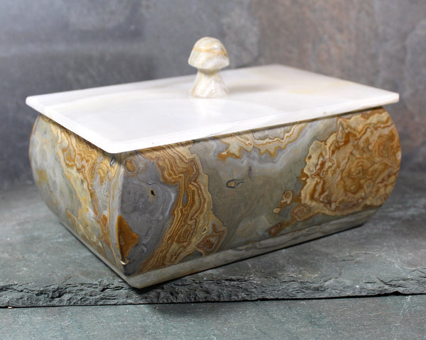 Carved Stone Lidded Box | Solid Stone/Marble Keepsake Box | Cottagecore Trinket Box | Bixley Shop